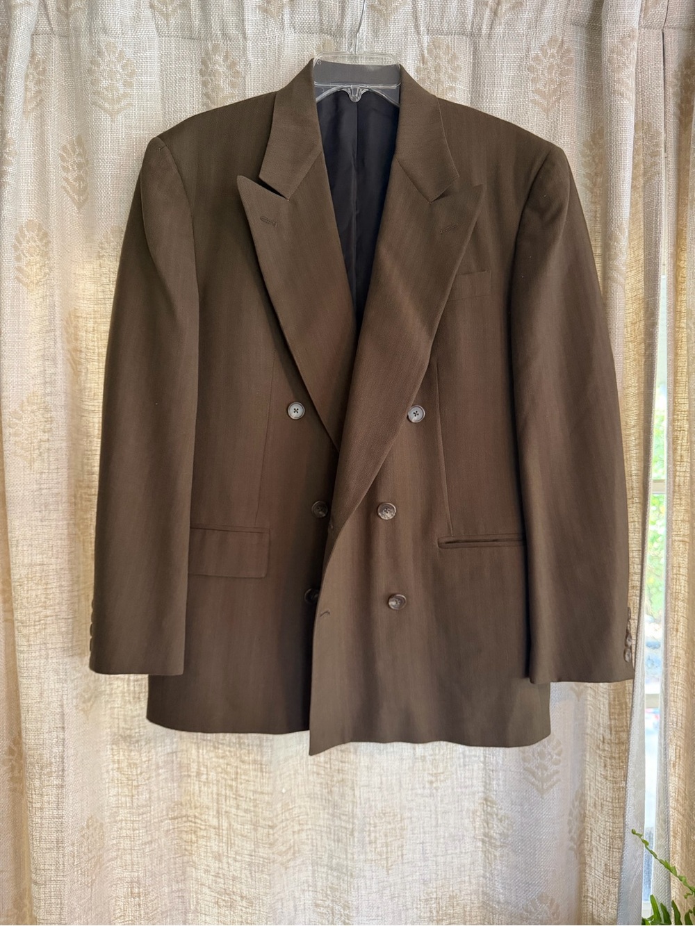 Robert Todd Ltd 100% Wool Sport Coat 40R Olive Brown Double Breasted USA Vintage